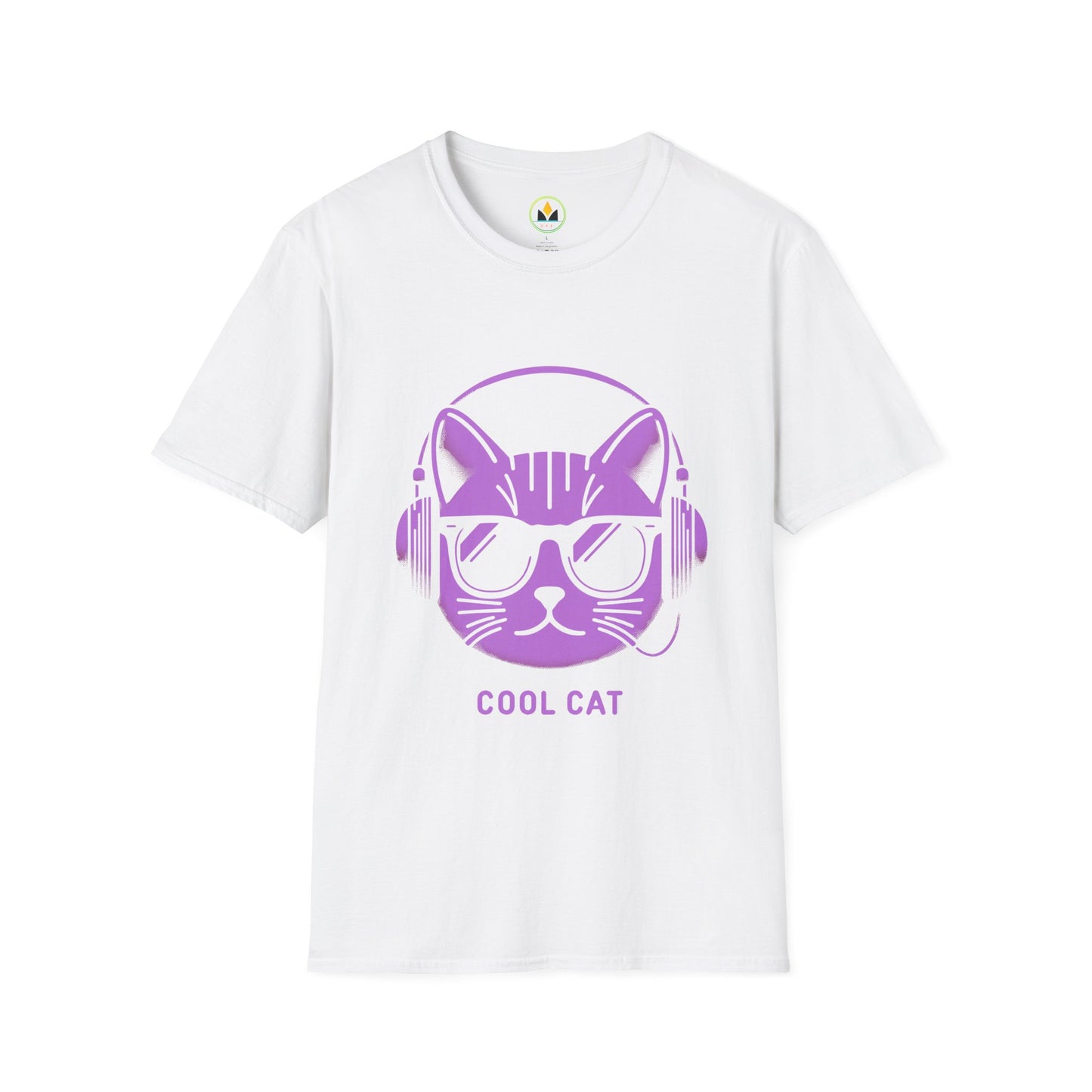 Cool Cat - Halloween Cat with Headphones Unisex Softstyle T-Shirt