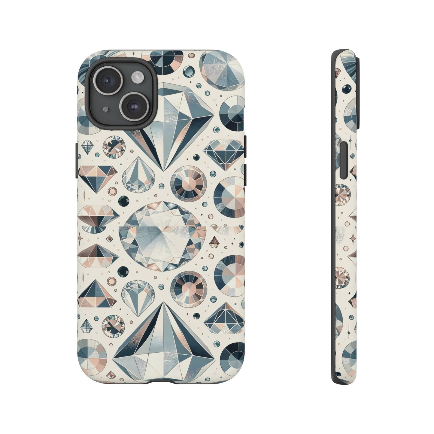 Diamond Pattern iPhone Case | Dual Layer Tough Cover | Luxury Gemstone Print | Glossy or Matte Finish | Shockproof Polycarbonate & TPU Shell