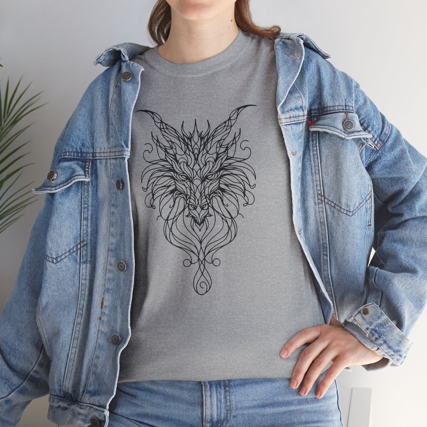 Dragon Line Art Shirt | Mythical Creature Sketch Tee | Minimalist Tattoo Style Top | Intricate Fantasy Art Gift | Unisex White T-Shirt