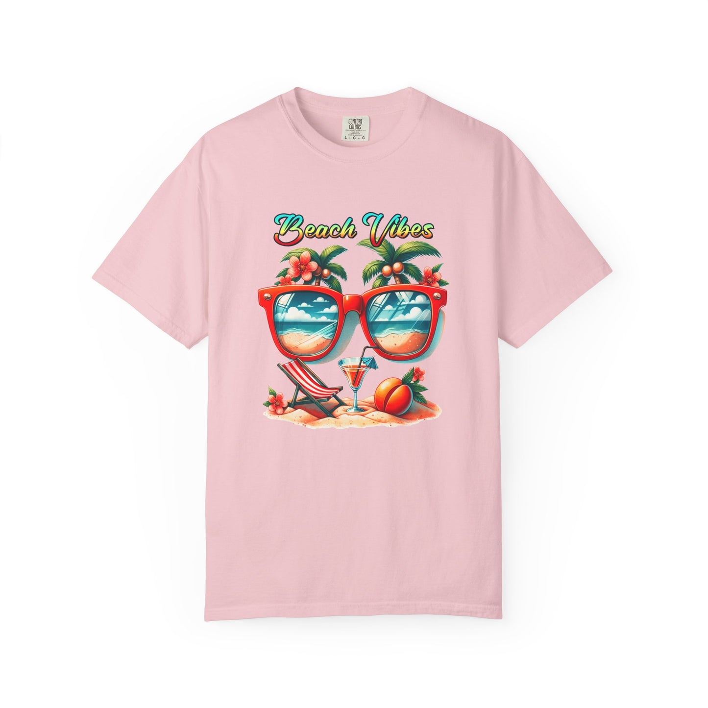 Beach Vibes Graphic Tee – Retro Sunglasses, Palm Trees & Sunset Summer Shirt