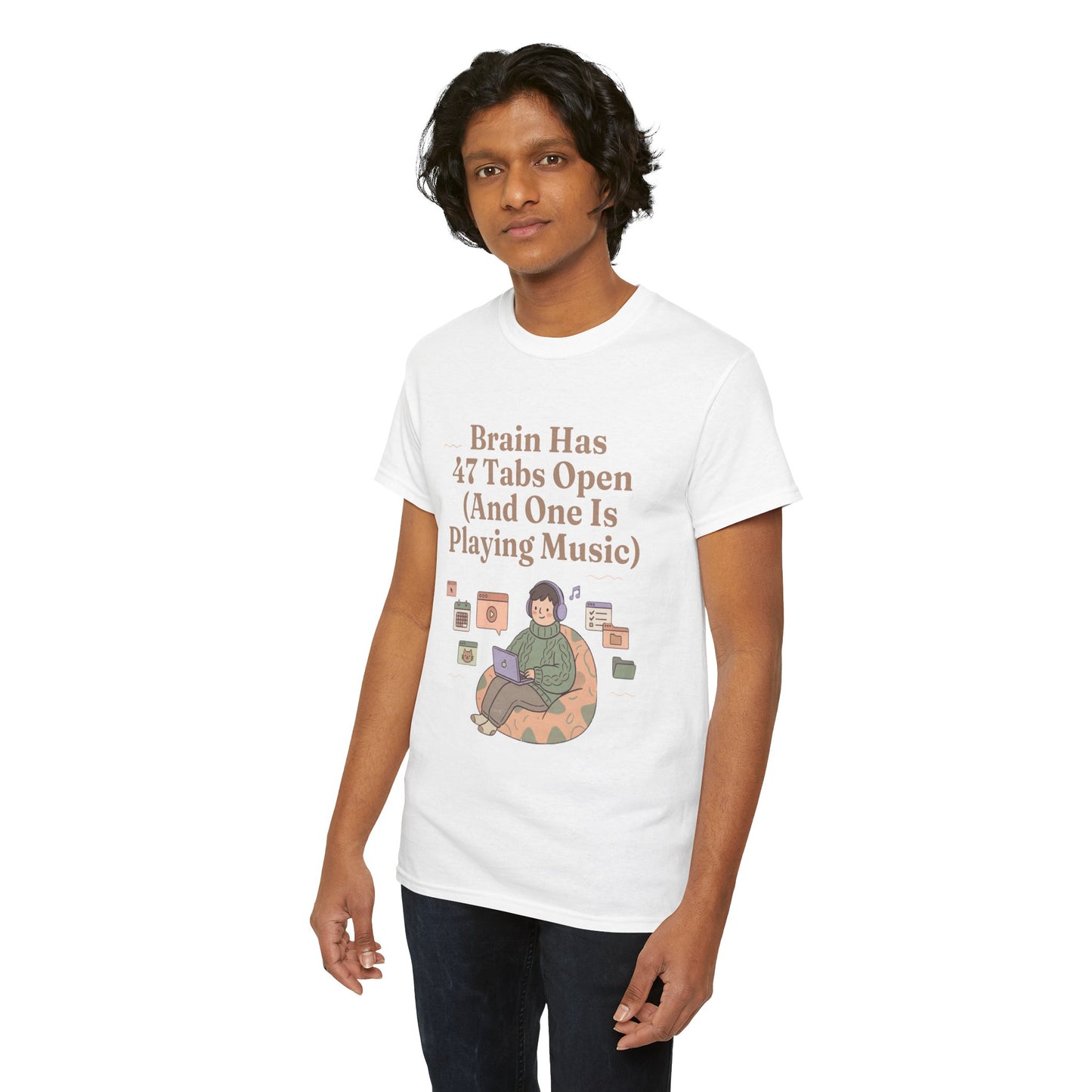 ADHD Lofi Aesthetic: 'Brain Has 47 Tabs Open (And One Is Playing Music)' Graphic Tee