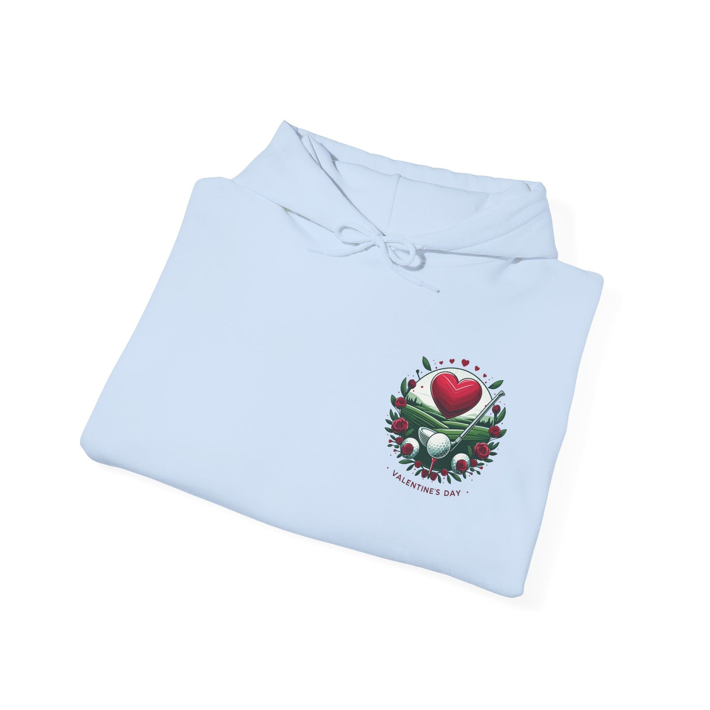 Viral Valentines Golf Heart Hoodie - Cute Roses & Golf Ball Graphic Unisex Sweatshirt - Unique Romantic Golfer Gift