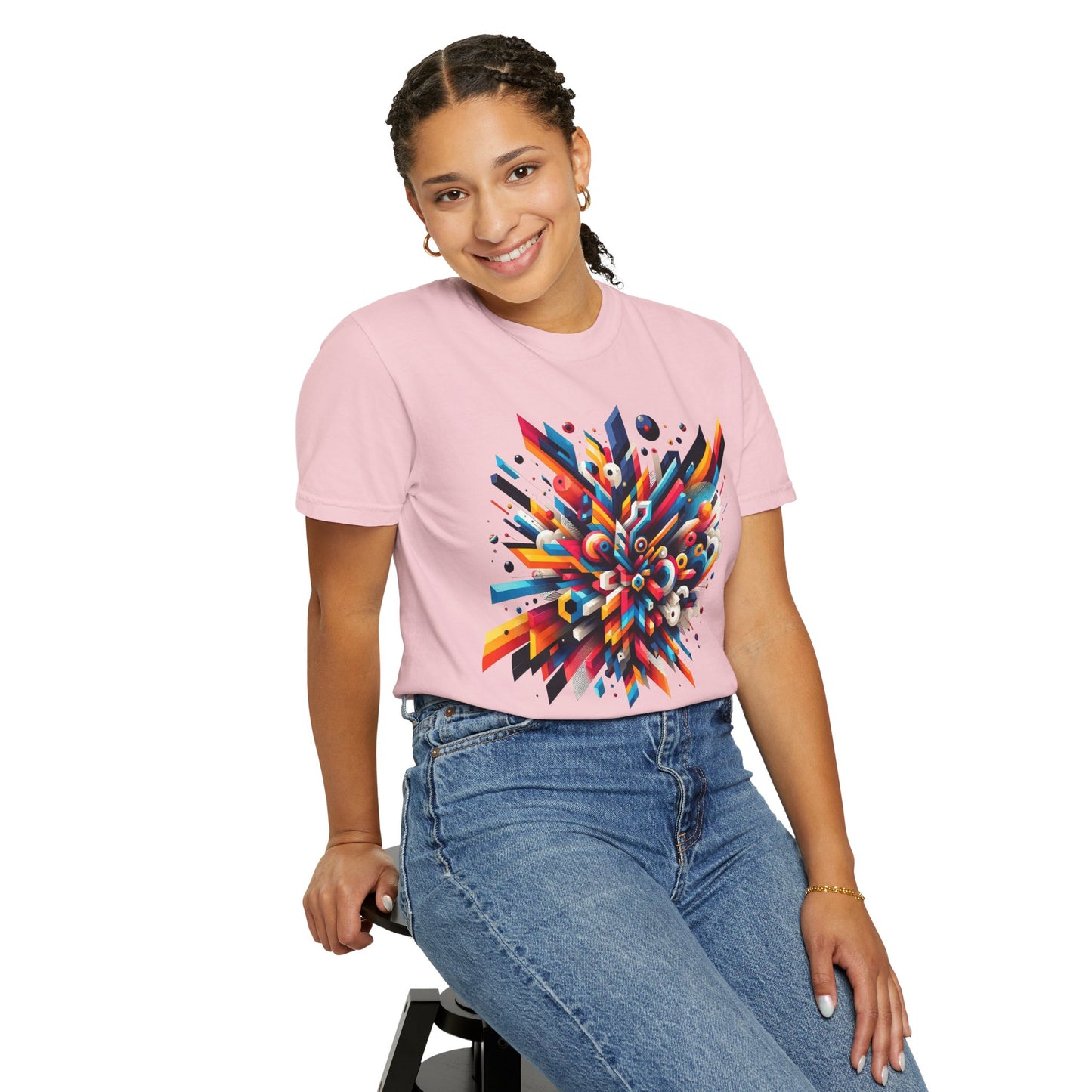 Abstract Art Energy Shirt | Comfort Colors 1717 | Vibrant Geometric Explosion Tee | Soft Washed Garment Dyed Cotton | Artistic Streetwear