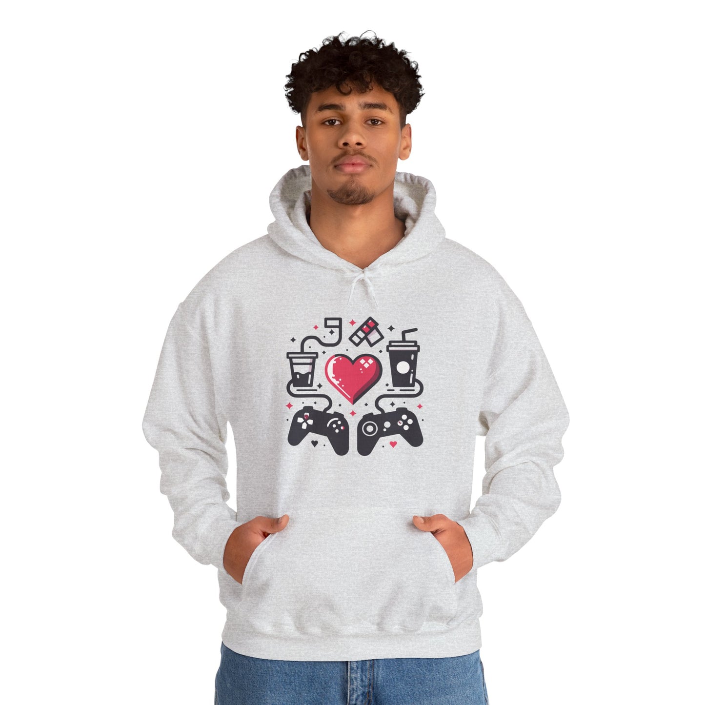 Viral Gamer Heart Life Hoodie - Retro Controllers Soda & Snacks Graphic Unisex Sweatshirt - Ultimate Gaming Gift