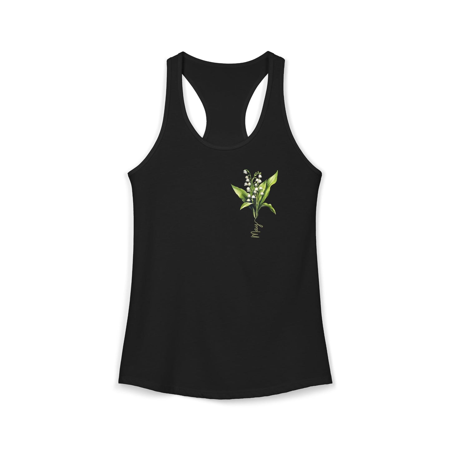 May Blossom Elegance – Lily of the Valley Women’s Racerback Tank Top