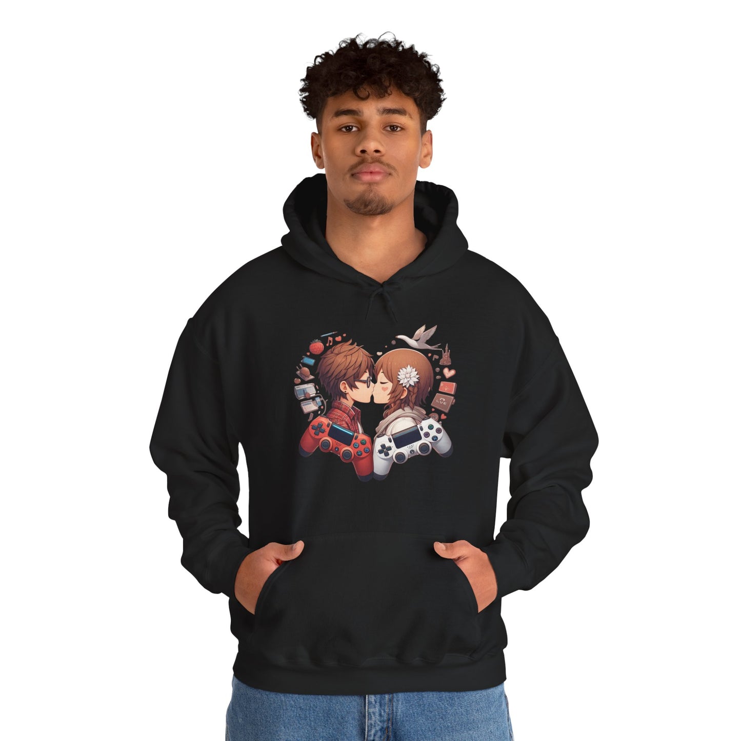 Retro Cyberpunk Gaming Couple Hoodie | Kawaii Valentine's Day Gamer Gift