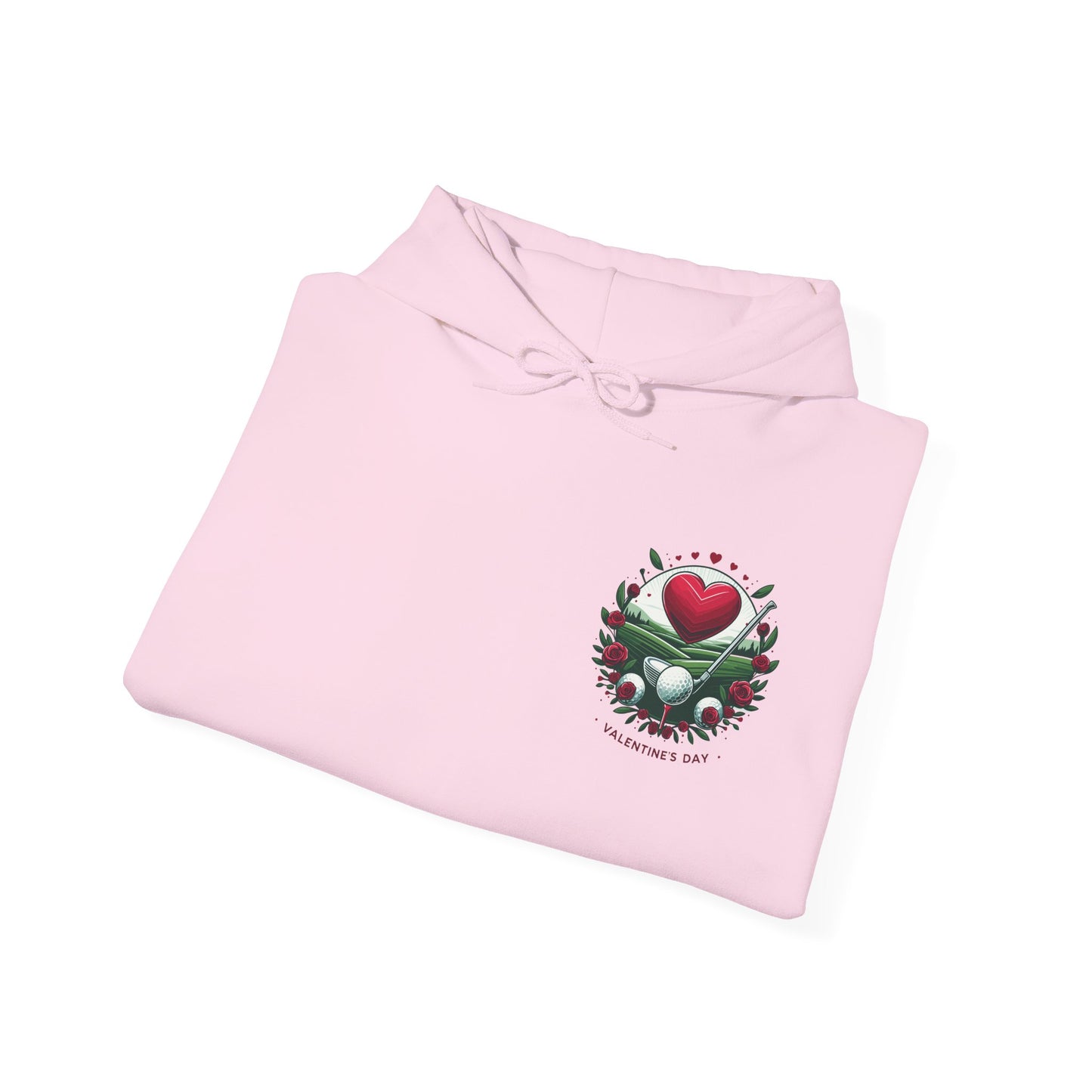 Viral Valentines Golf Heart Hoodie - Cute Roses & Golf Ball Graphic Unisex Sweatshirt - Unique Romantic Golfer Gift
