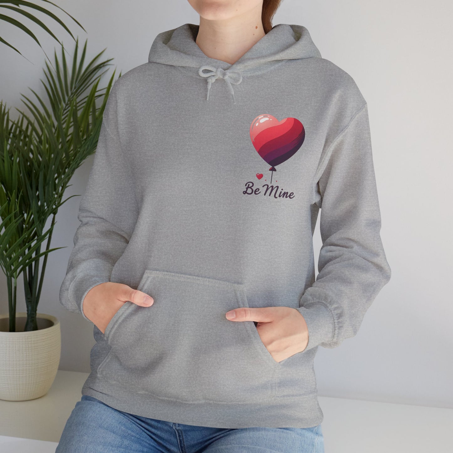 Minimalist Be Mine Valentine Heart Balloon Hoodie | Aesthetic Romantic Couple Sweatshirt