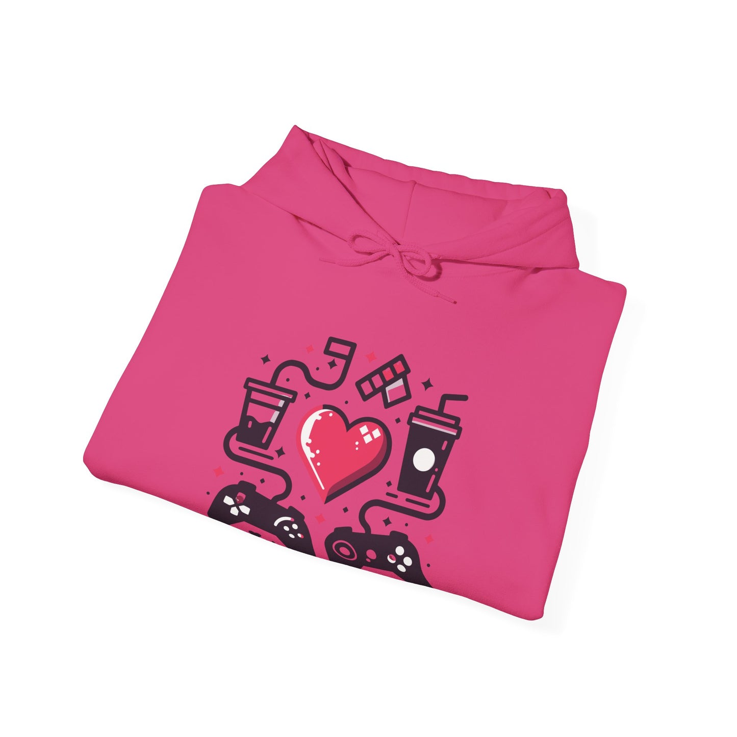 Viral Gamer Heart Life Hoodie - Retro Controllers Soda & Snacks Graphic Unisex Sweatshirt - Ultimate Gaming Gift
