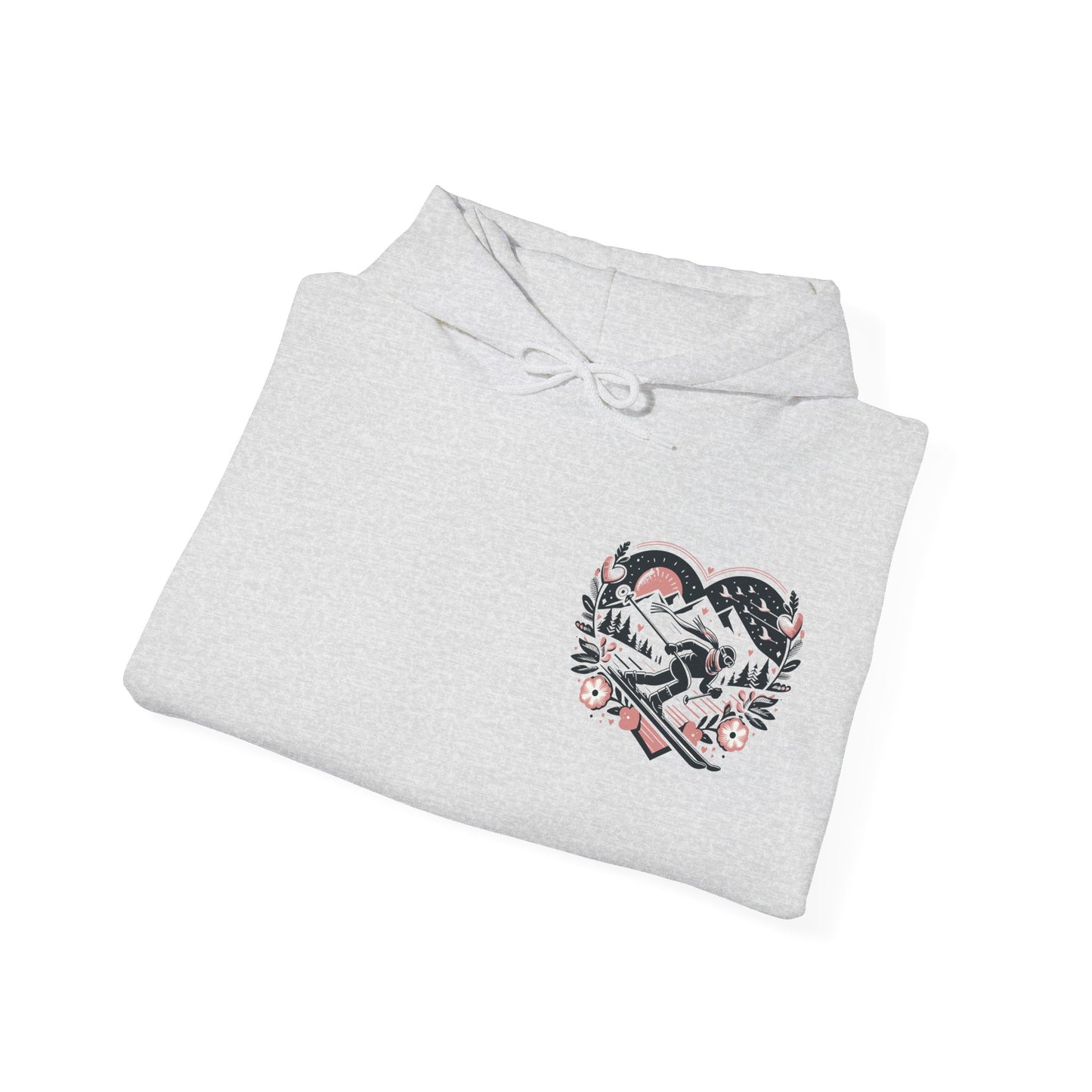 Love the Slopes" Skiing Hoodie | Mountain Heart Illustrated Sweatshirt | Après Ski & Winter Sports Gift