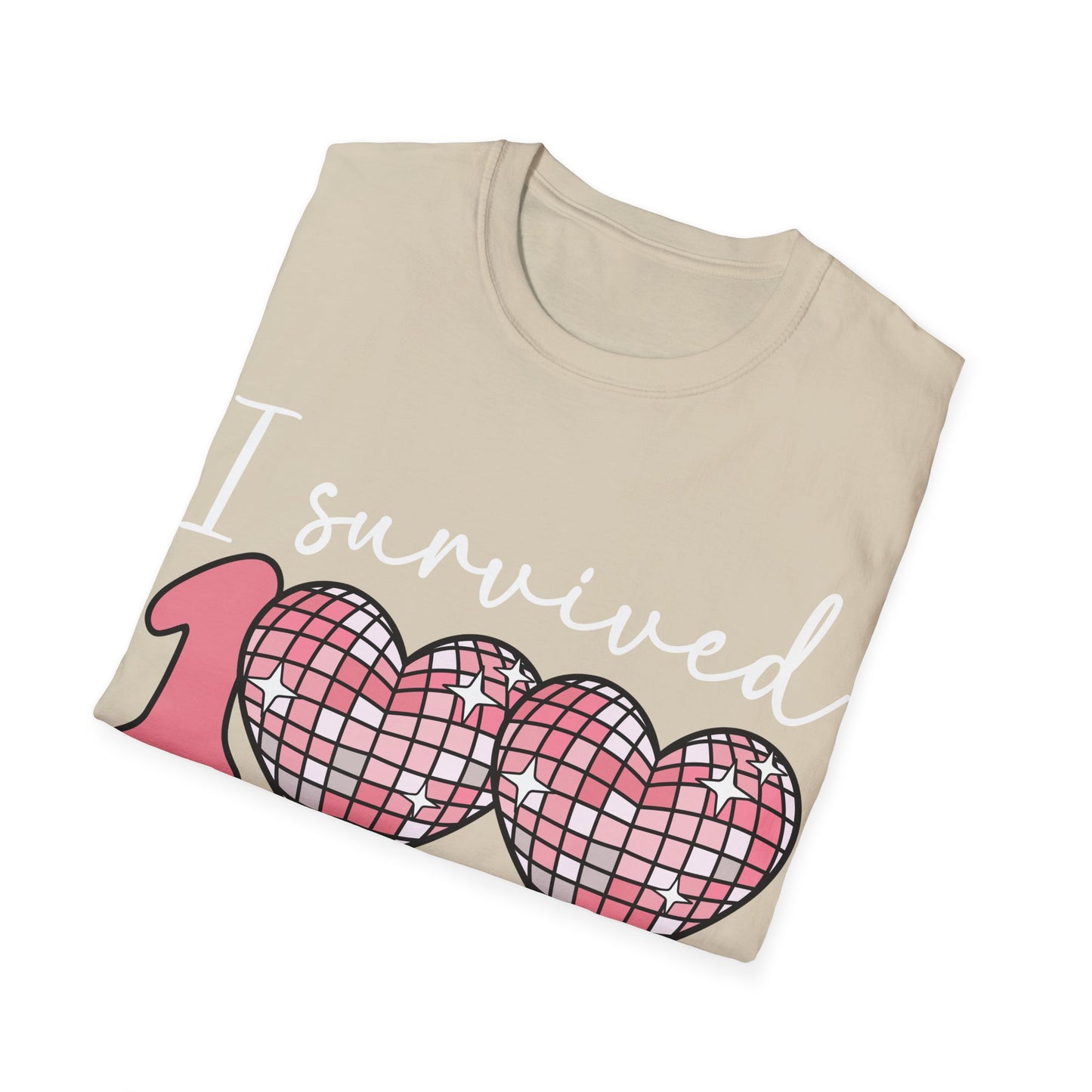 I Survived 100 Days of School Shirt | Funny Retro Disco Heart Black Tee | Groovy Teacher Student Humor Gift