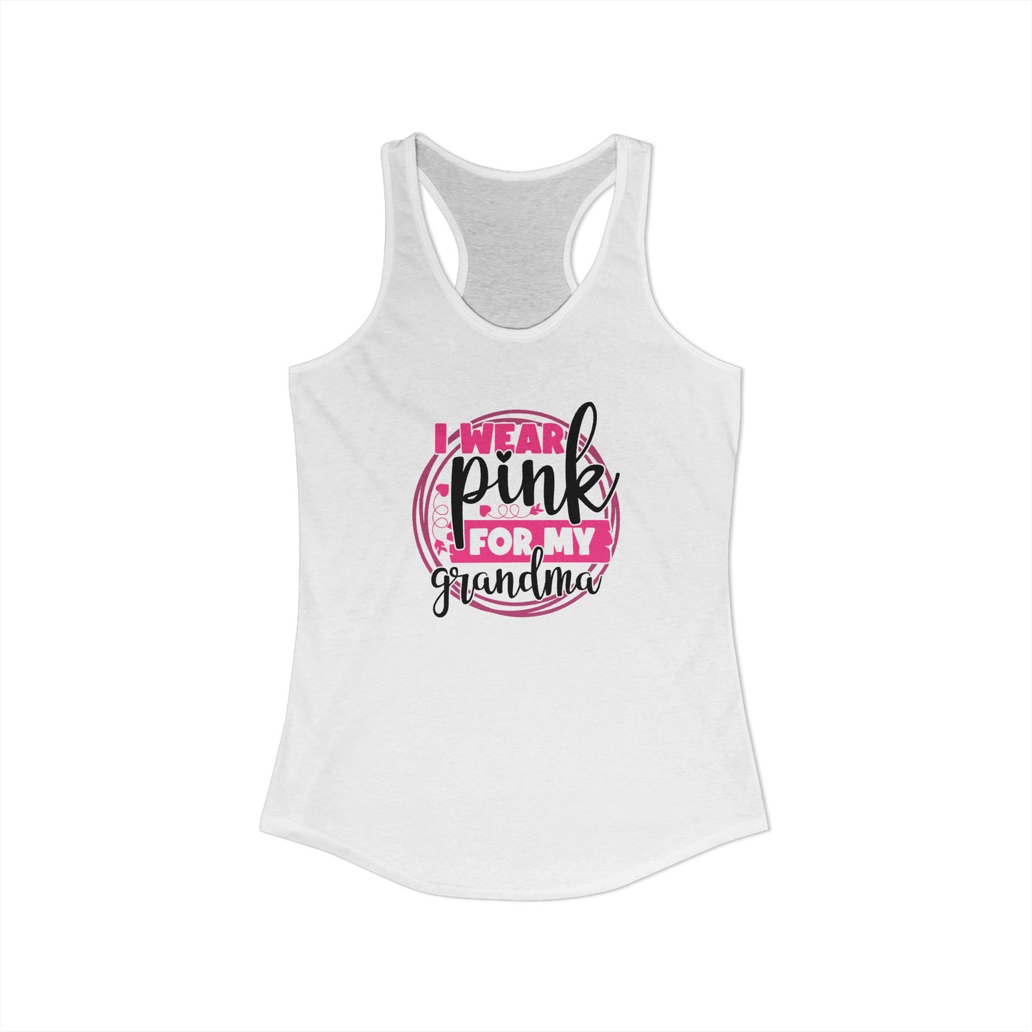 I Wear Pink for My Grandma – Heartfelt Breast Cancer Awareness Racerback Tank