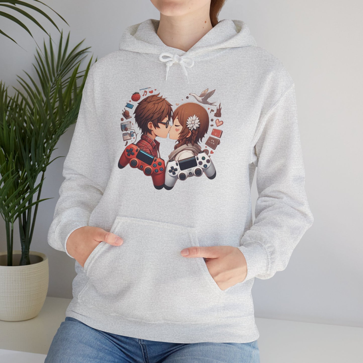 Retro Cyberpunk Gaming Couple Hoodie | Kawaii Valentine's Day Gamer Gift