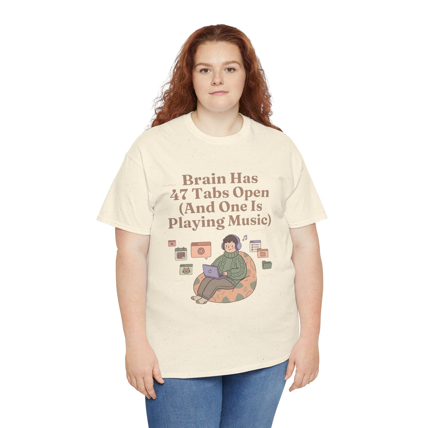ADHD Lofi Aesthetic: 'Brain Has 47 Tabs Open (And One Is Playing Music)' Graphic Tee