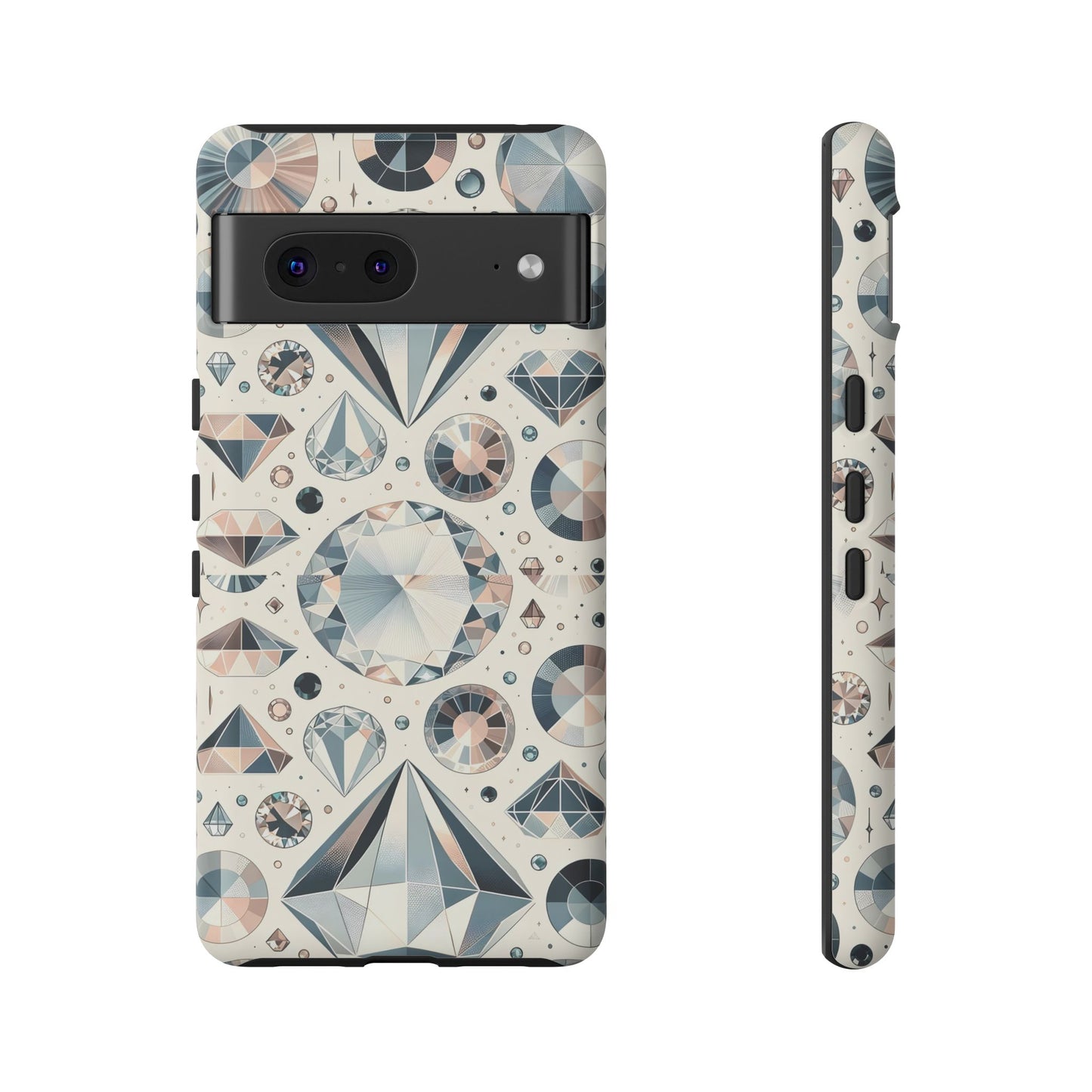 Diamond Pattern iPhone Case | Dual Layer Tough Cover | Luxury Gemstone Print | Glossy or Matte Finish | Shockproof Polycarbonate & TPU Shell