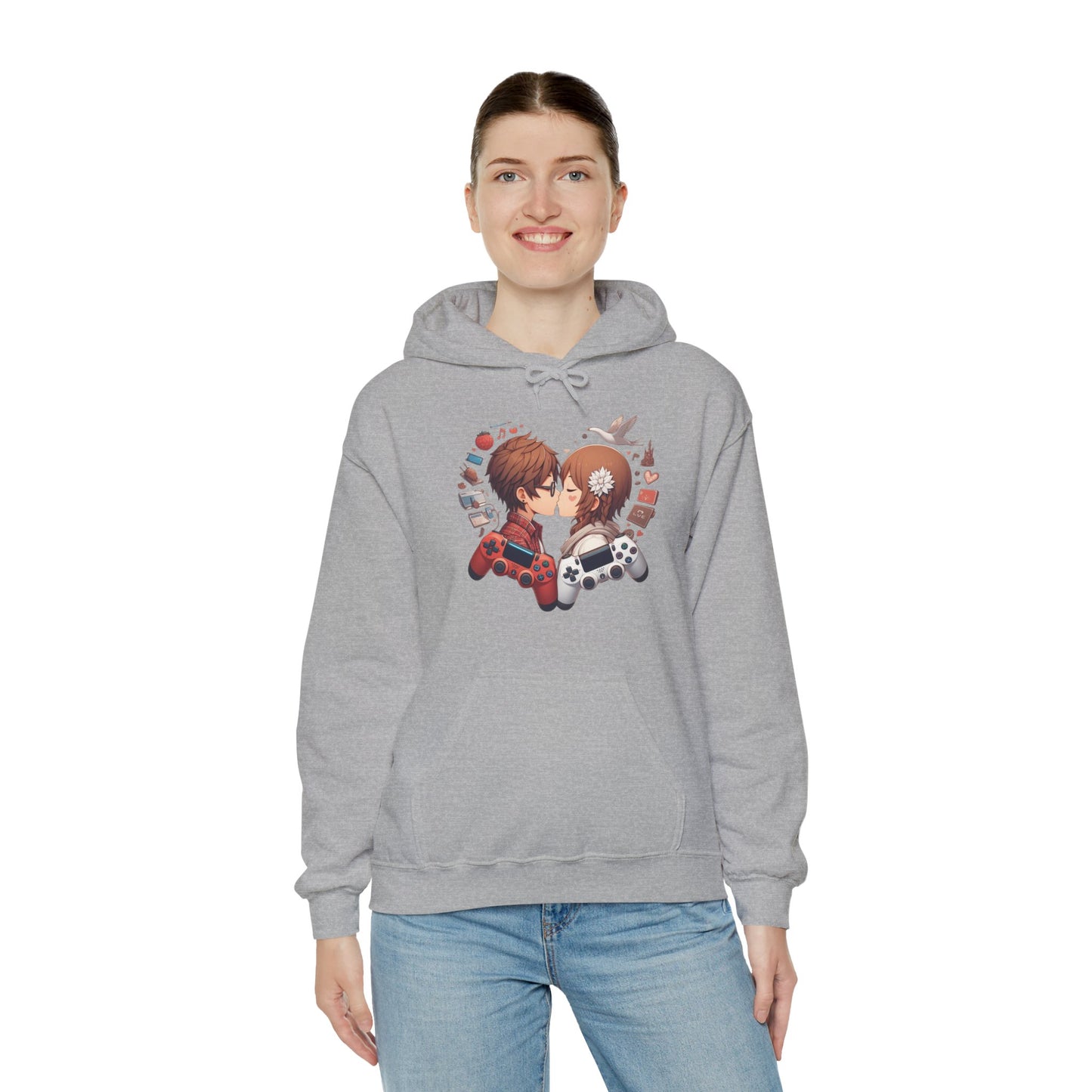 Retro Cyberpunk Gaming Couple Hoodie | Kawaii Valentine's Day Gamer Gift