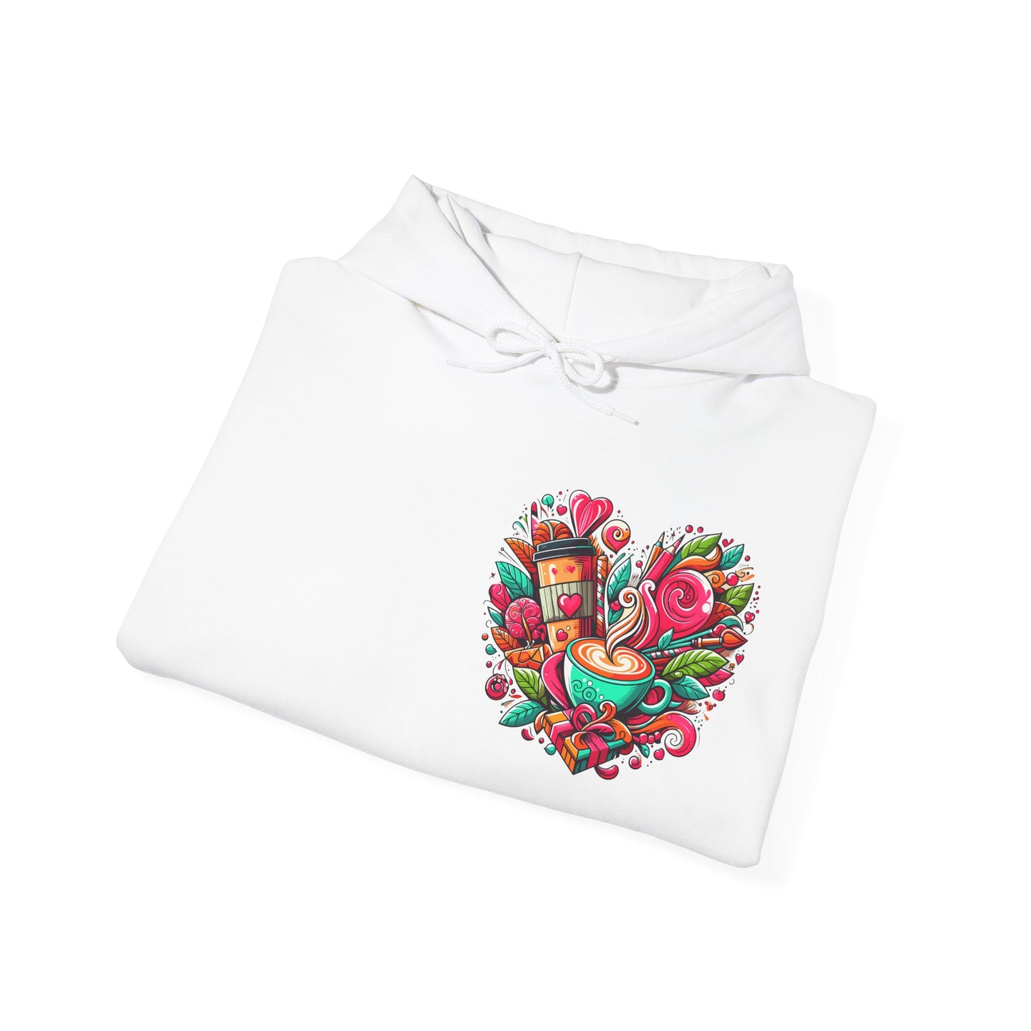Urban Brew: Vibrant Graffiti Coffee Love Heart Hoodie