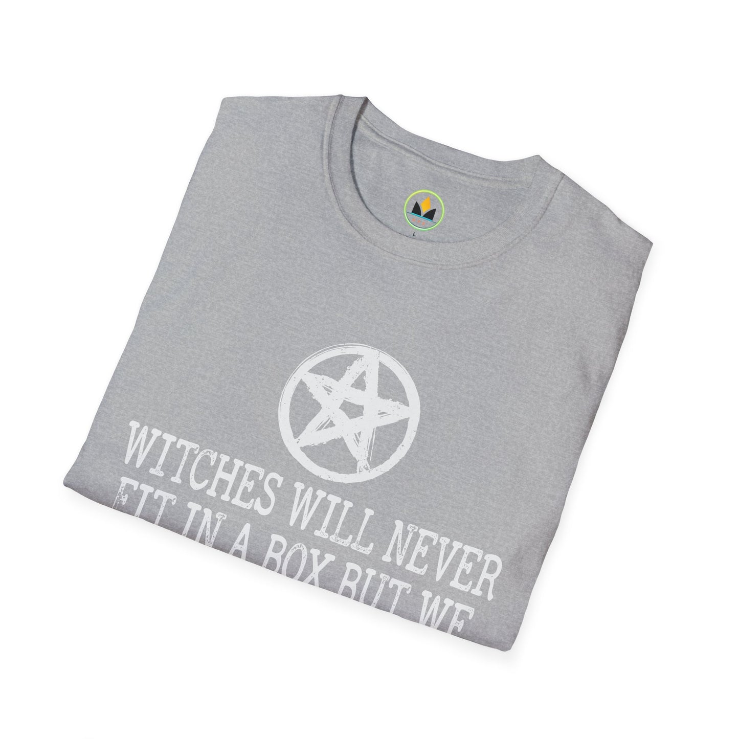Witches Will Never Fit in a Box – Pentagram Circle Witchy T‑Shirt for Modern Coven Queens