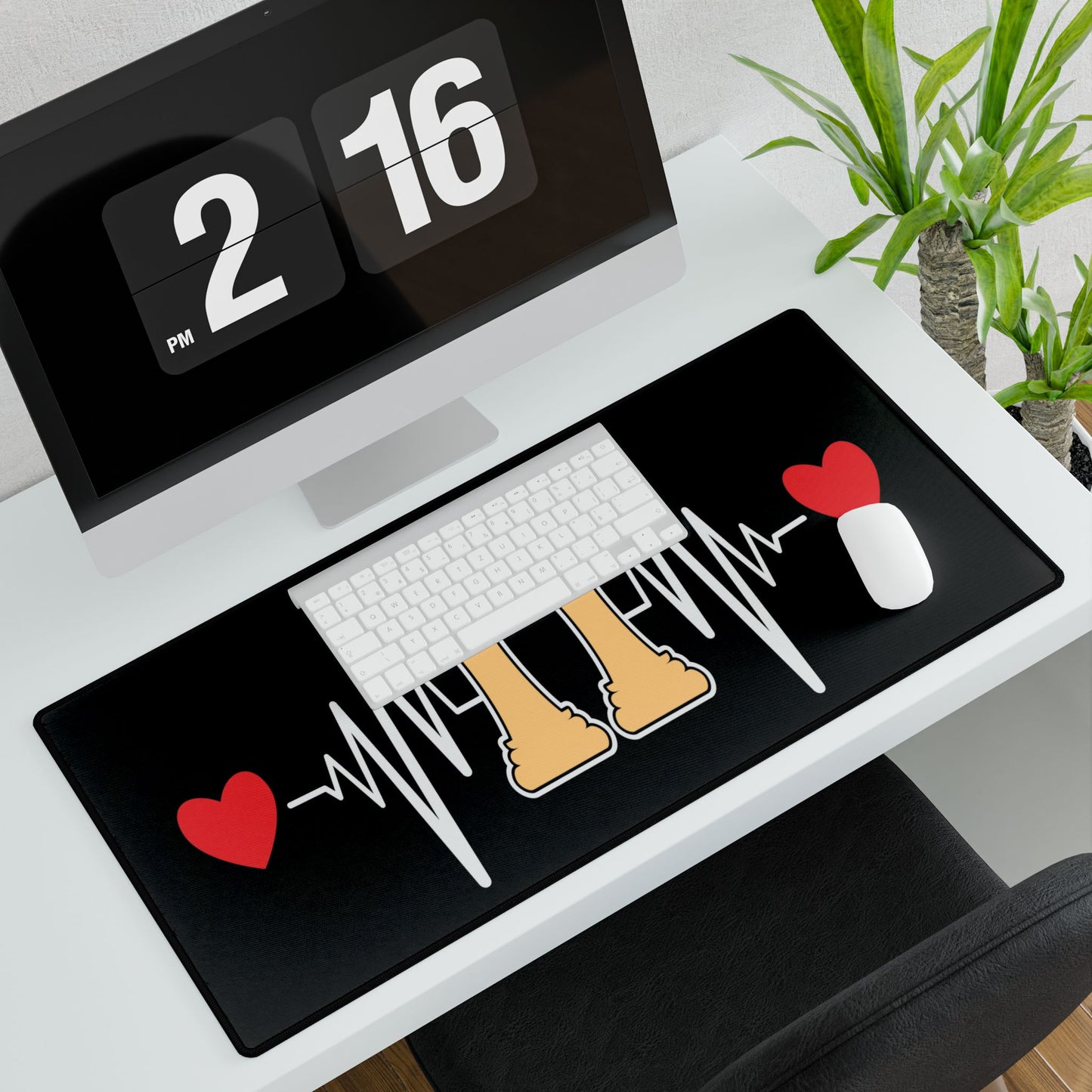 Chess Heartbeat Mousepad | King & Queen Pulse Desk Mat | Strategy Game Lover Gift | Non-Slip EKG Gamer Pad