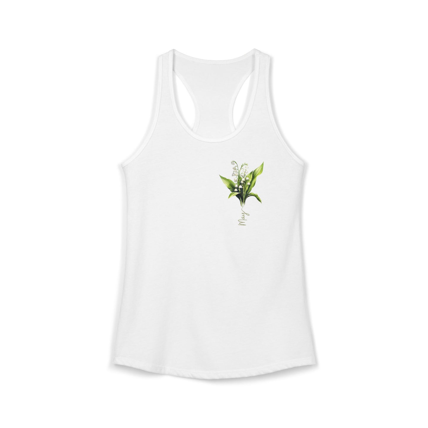 May Blossom Elegance – Lily of the Valley Women’s Racerback Tank Top