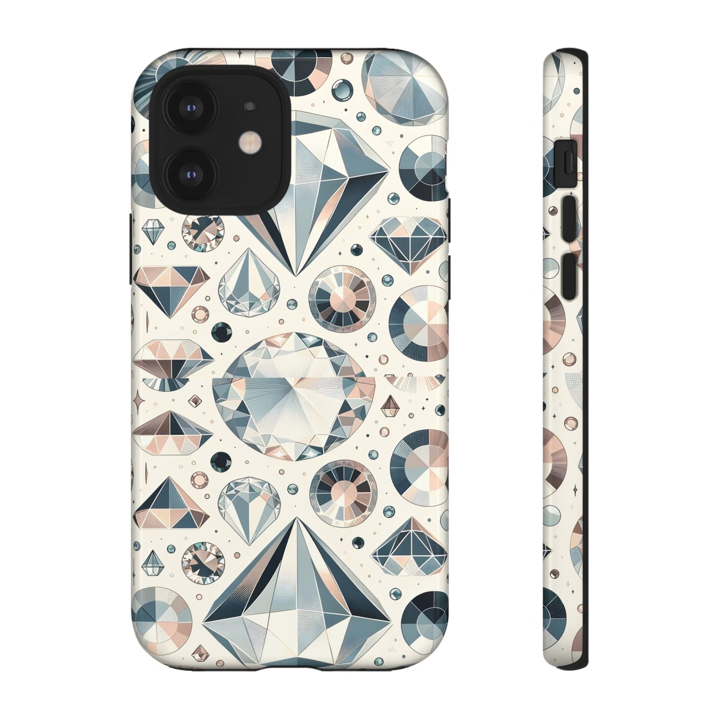 Diamond Pattern iPhone Case | Dual Layer Tough Cover | Luxury Gemstone Print | Glossy or Matte Finish | Shockproof Polycarbonate & TPU Shell