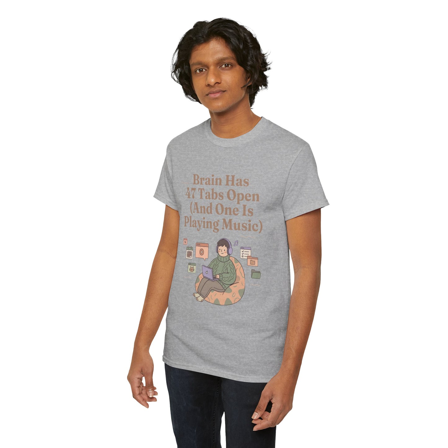 ADHD Lofi Aesthetic: 'Brain Has 47 Tabs Open (And One Is Playing Music)' Graphic Tee
