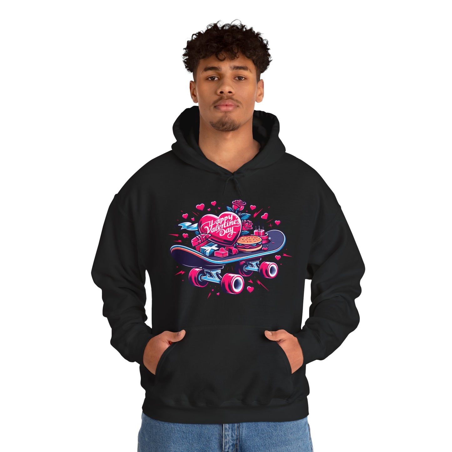 Skateboard Valentine's Hoodie | Edgy "Ride & Love" Graphic Sweatshirt | Funny Skater Gift