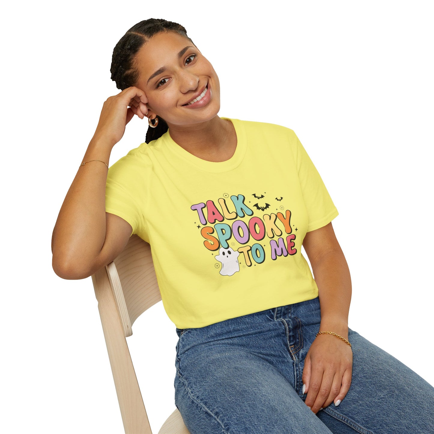 Talk Spooky To Me – Cute Pastel Ghost Halloween T‑Shirt for Spooky Season Lovers