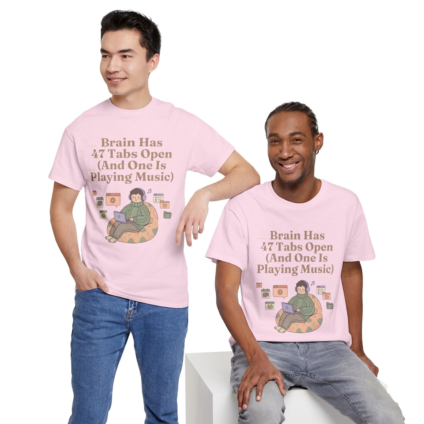 ADHD Lofi Aesthetic: 'Brain Has 47 Tabs Open (And One Is Playing Music)' Graphic Tee