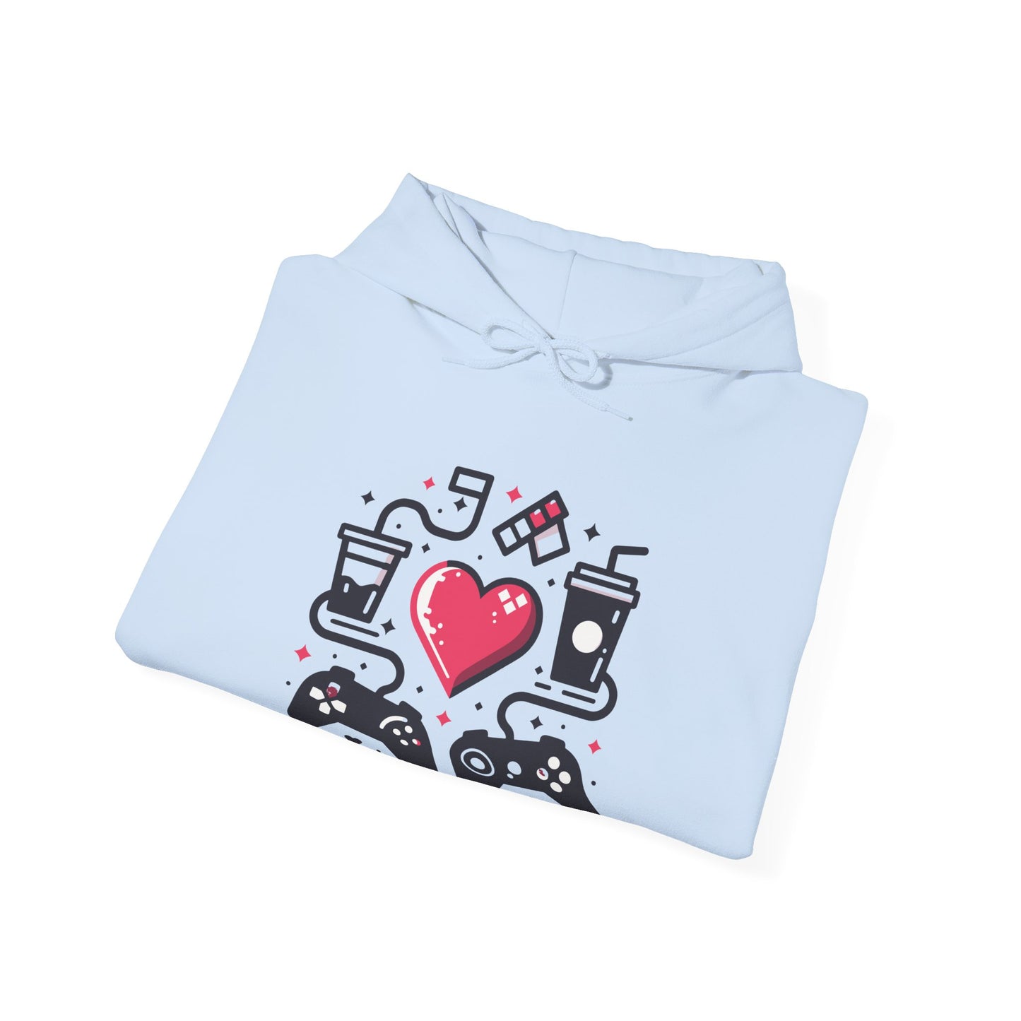 Viral Gamer Heart Life Hoodie - Retro Controllers Soda & Snacks Graphic Unisex Sweatshirt - Ultimate Gaming Gift