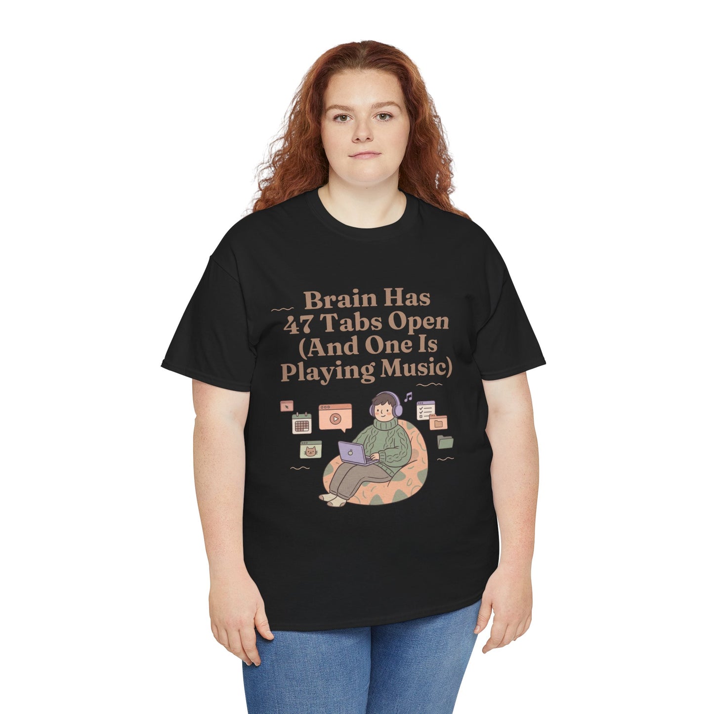 ADHD Lofi Aesthetic: 'Brain Has 47 Tabs Open (And One Is Playing Music)' Graphic Tee