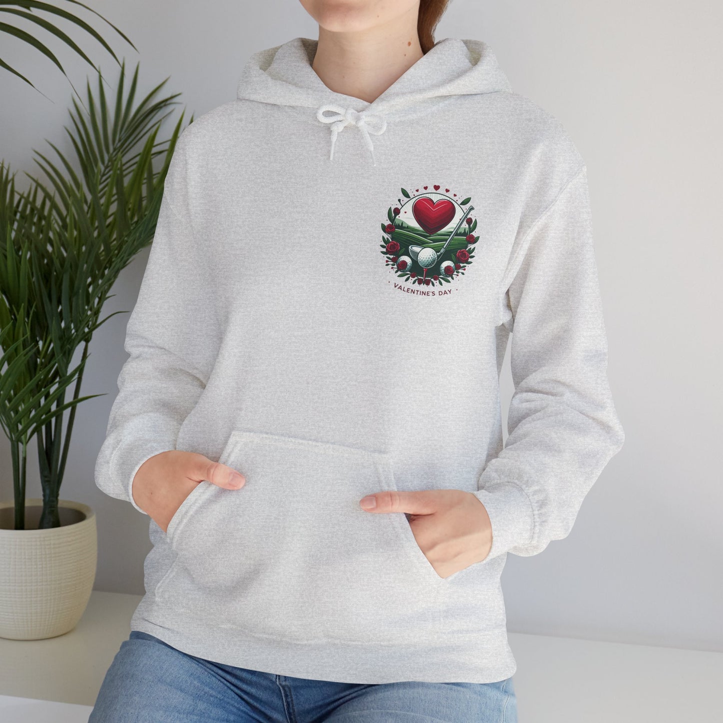 Viral Valentines Golf Heart Hoodie - Cute Roses & Golf Ball Graphic Unisex Sweatshirt - Unique Romantic Golfer Gift