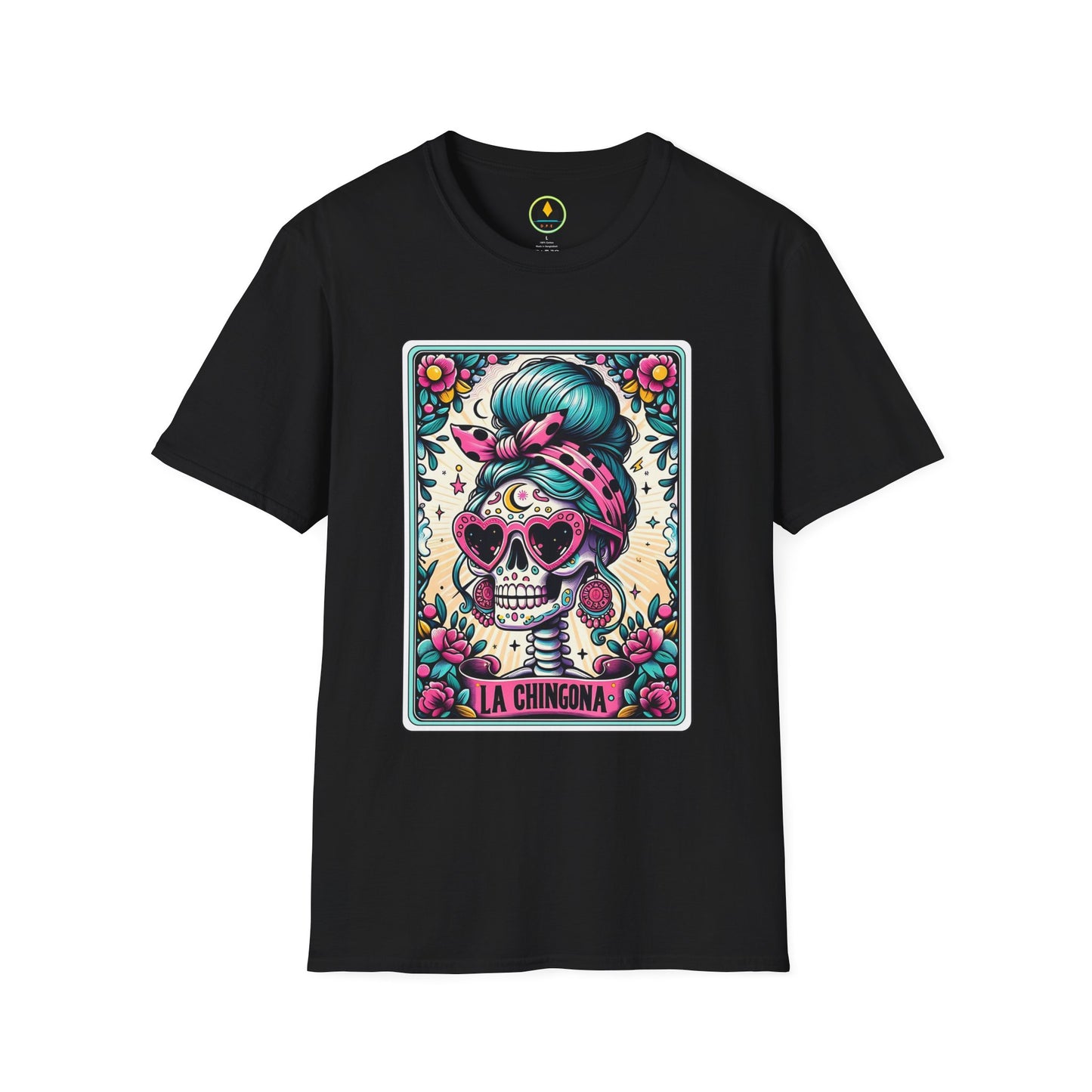 Vibrant Sugar Skull T-Shirt - Unique Spooky Halloween Apparel Inspired by Dia de los Muertos