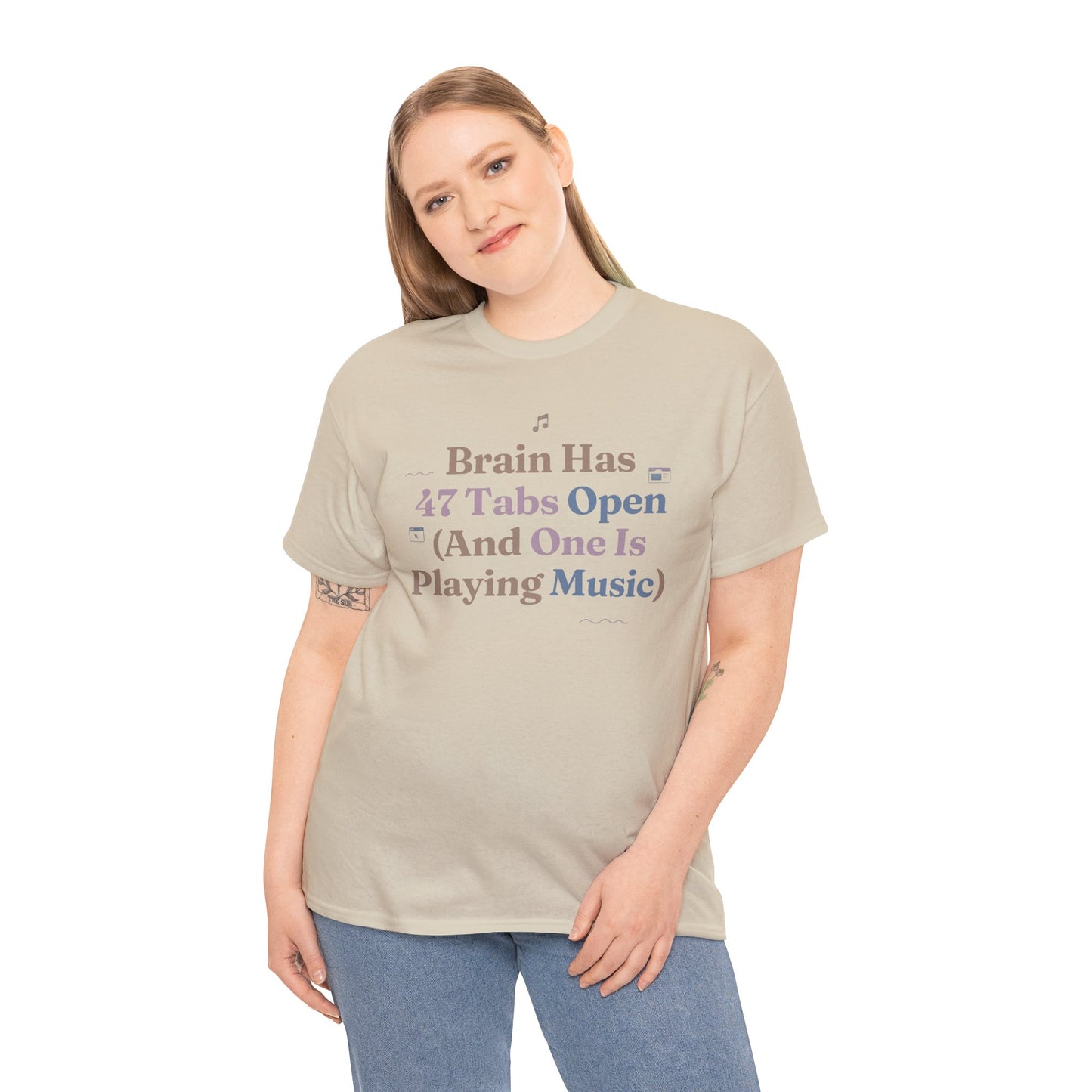 ADHD Lofi Aesthetic: 'Brain Has 47 Tabs Open (And One Is Playing Music)' Graphic Tee