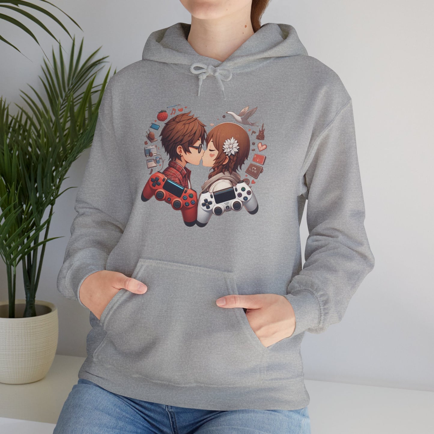 Retro Cyberpunk Gaming Couple Hoodie | Kawaii Valentine's Day Gamer Gift