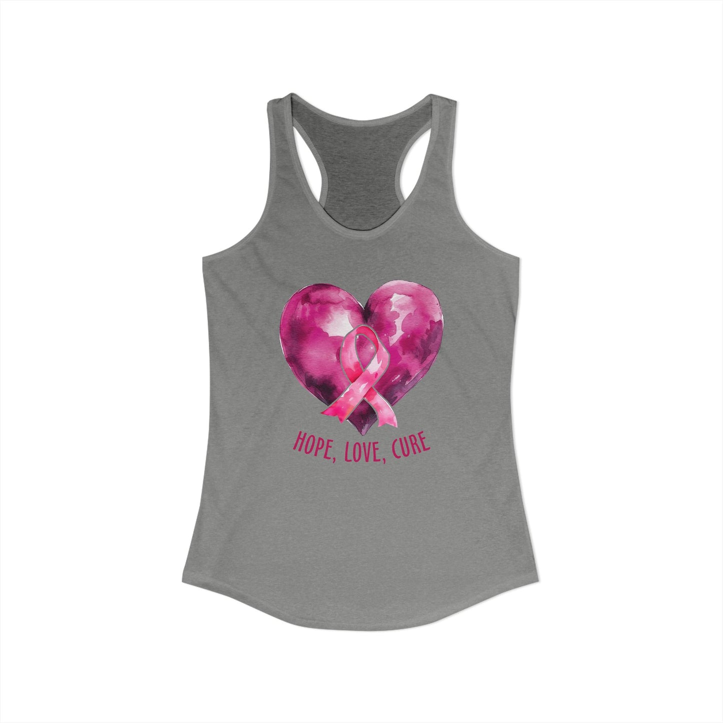 Heart of Hope" Watercolor Pink Ribbon Tank | Breast Cancer Awareness Racerback | Survivor & Support Shirt