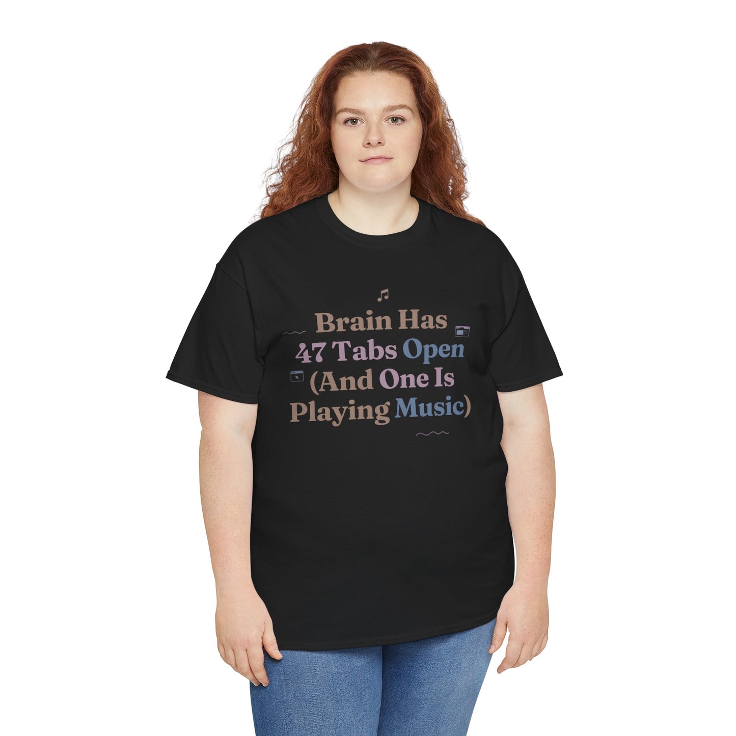 ADHD Lofi Aesthetic: 'Brain Has 47 Tabs Open (And One Is Playing Music)' Graphic Tee