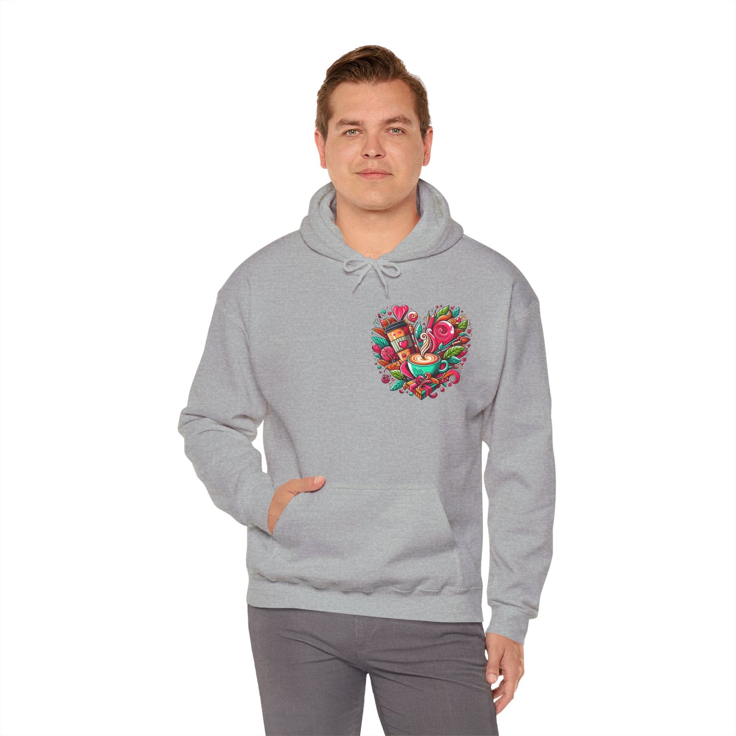 Urban Brew: Vibrant Graffiti Coffee Love Heart Hoodie