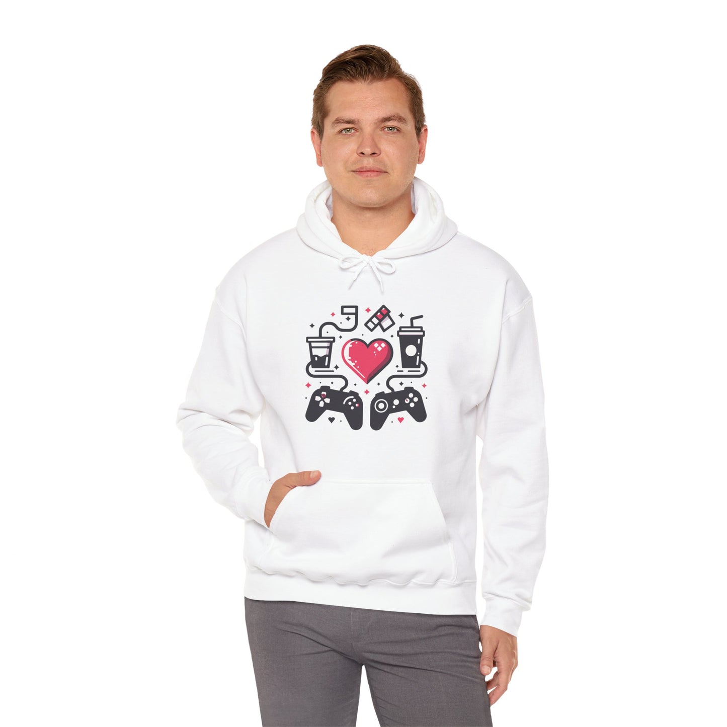 Viral Gamer Heart Life Hoodie - Retro Controllers Soda & Snacks Graphic Unisex Sweatshirt - Ultimate Gaming Gift