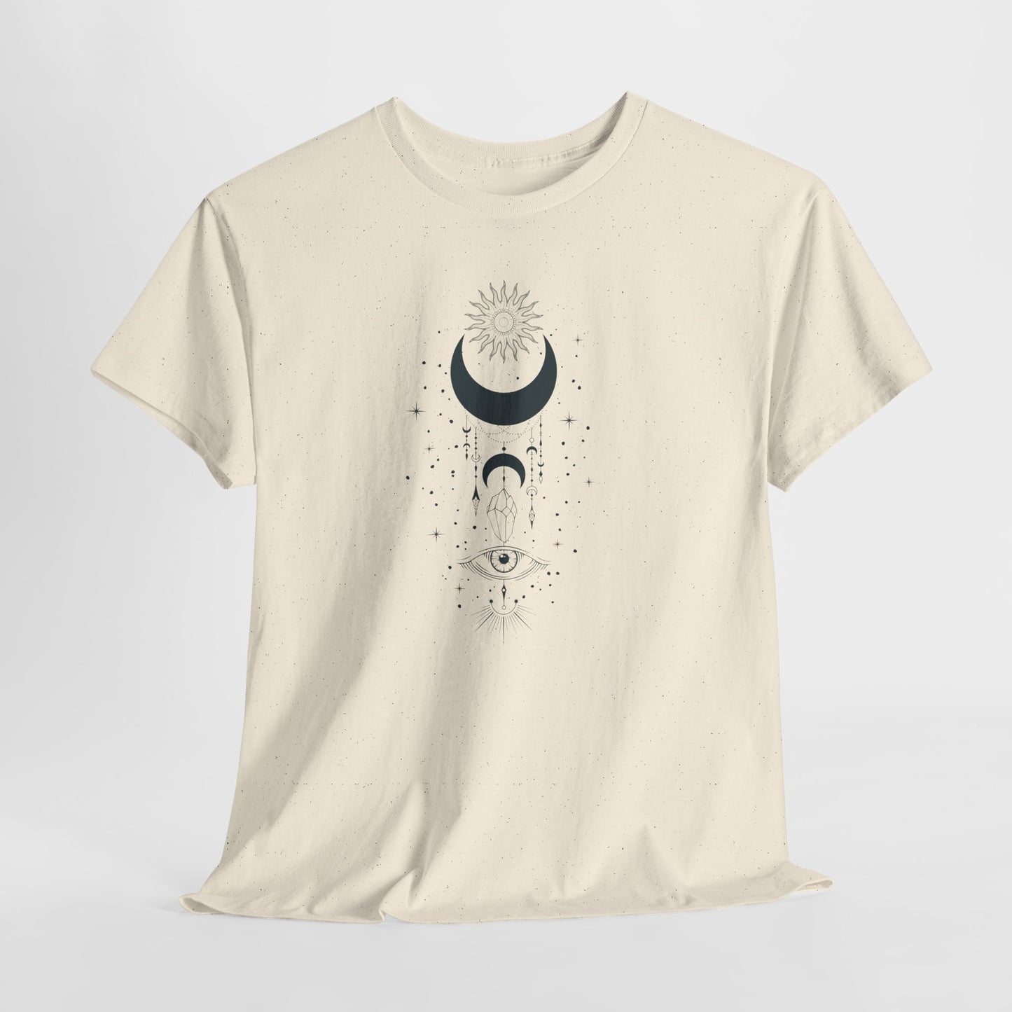Celestial Moon & Sun Shirt | Boho Mystical Line Art Tee | Spiritual Astrology Gift | Heavy Cotton Unisex Top | Witchy Yoga T-Shirt