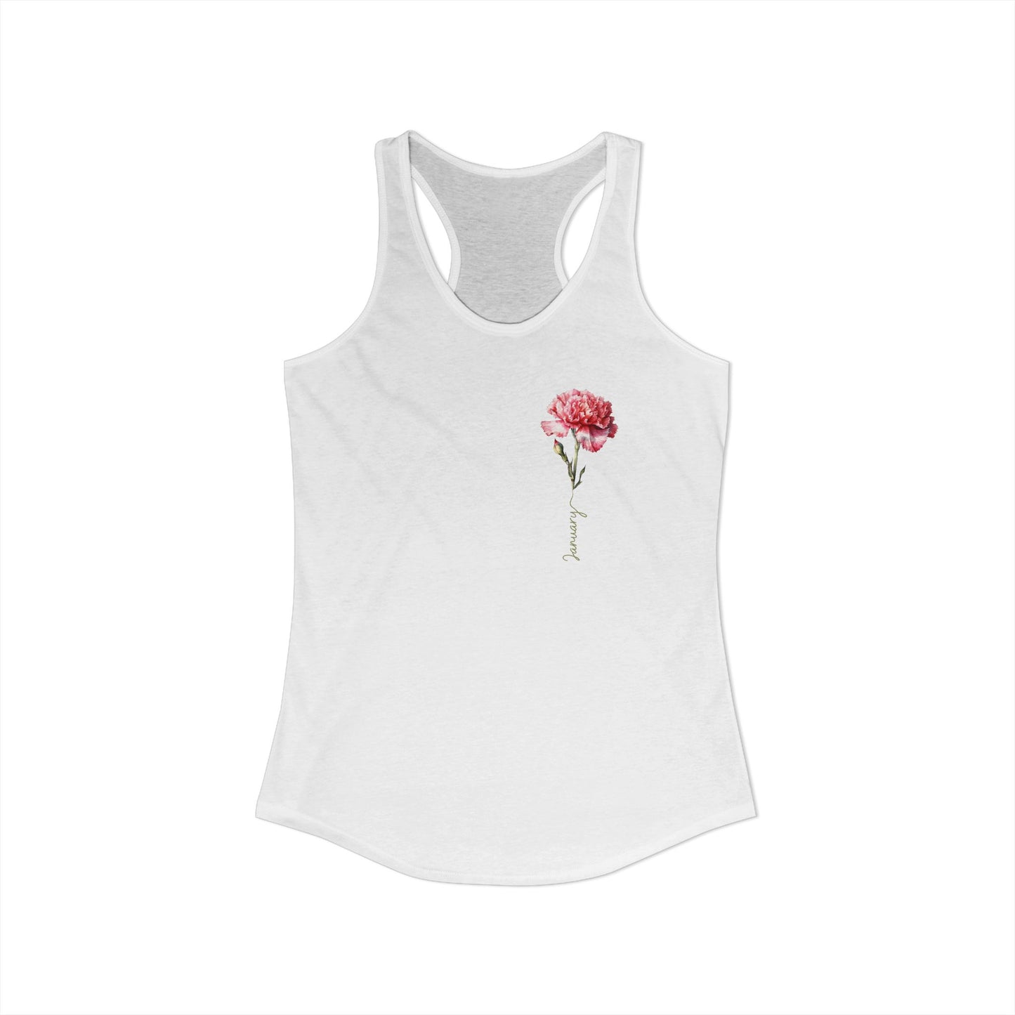 January Birth Flower Racerback – Watercolor Carnation Tank for New‑Year Queens