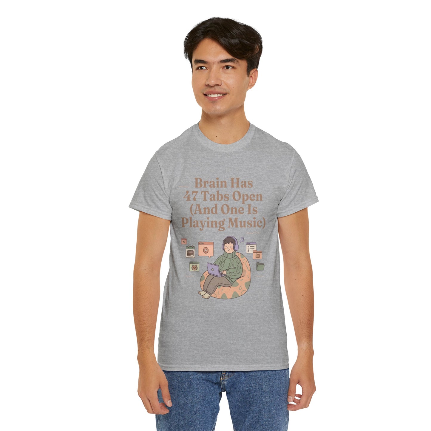 ADHD Lofi Aesthetic: 'Brain Has 47 Tabs Open (And One Is Playing Music)' Graphic Tee