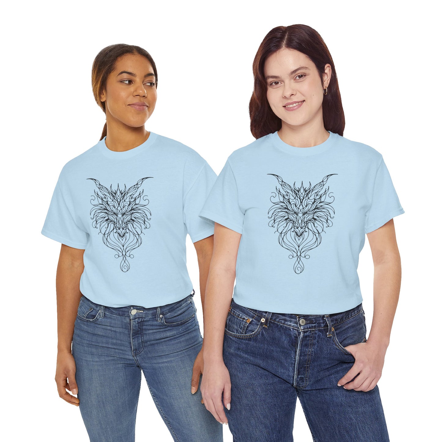 Dragon Line Art Shirt | Mythical Creature Sketch Tee | Minimalist Tattoo Style Top | Intricate Fantasy Art Gift | Unisex White T-Shirt