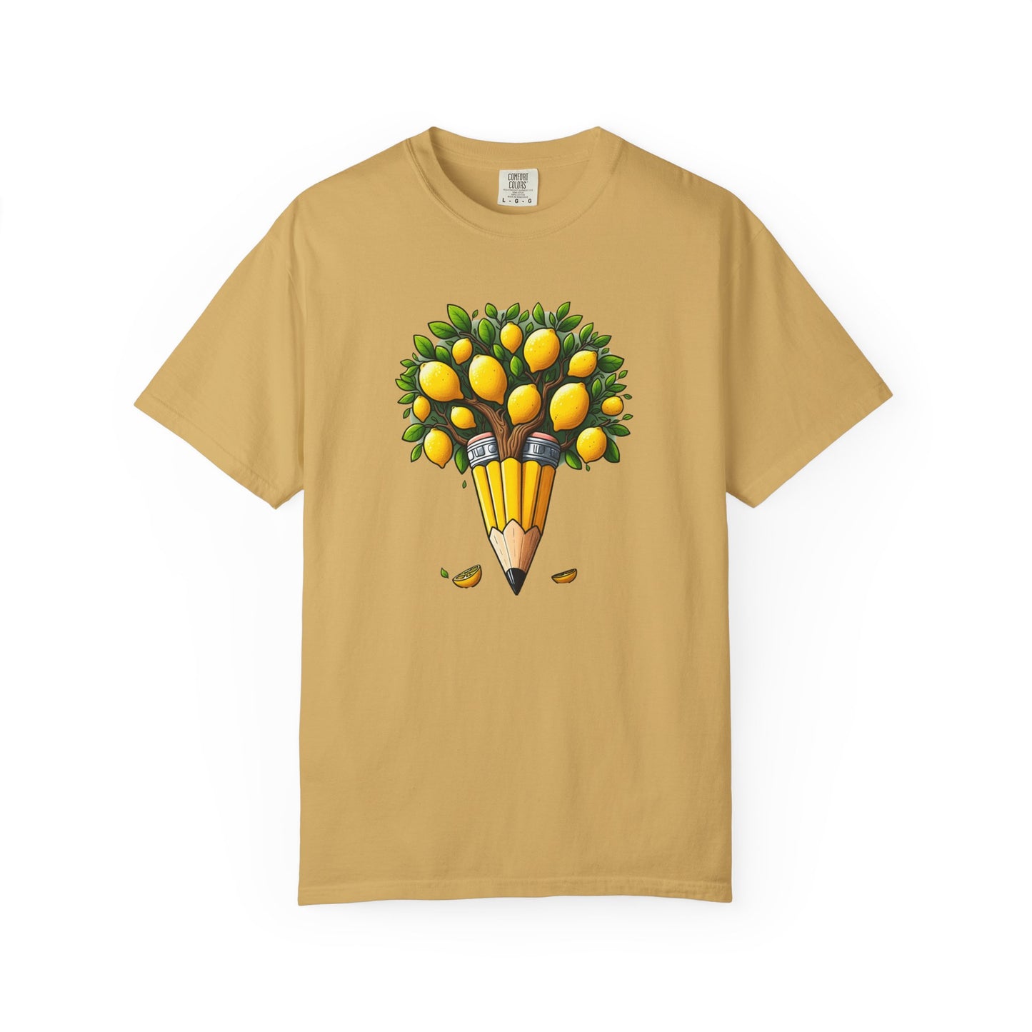 Artistic Lemon Pencil Tree T-Shirt - Unique Art & Nature Celebrating Growth and Imagination