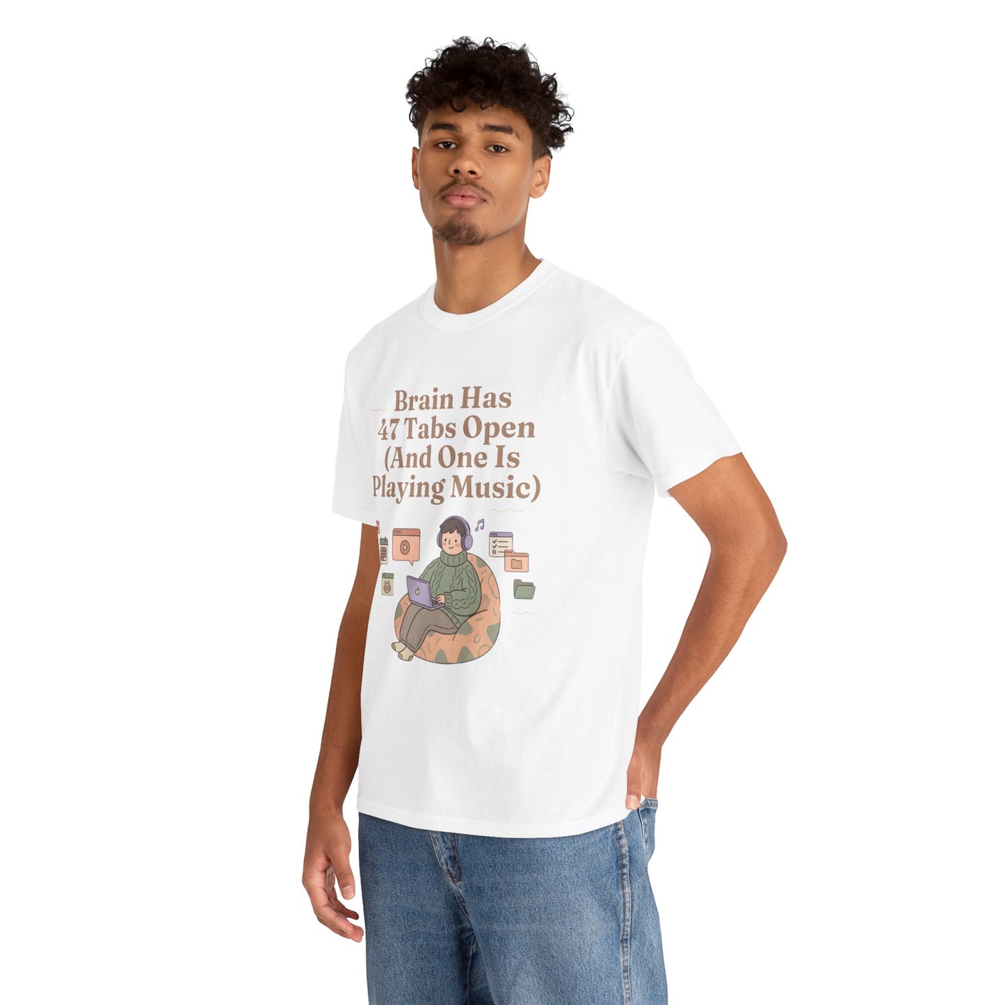 ADHD Lofi Aesthetic: 'Brain Has 47 Tabs Open (And One Is Playing Music)' Graphic Tee