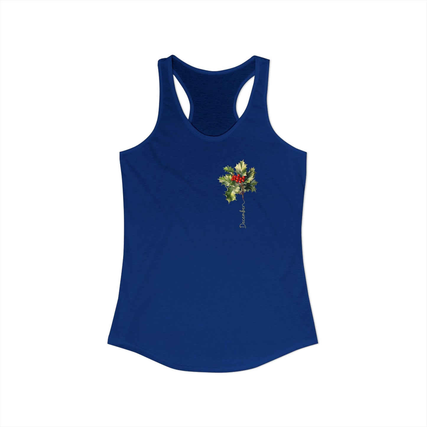December Birth Flower Racerback – Minimal Holly Leaf Tank for Cozy Winter Babies