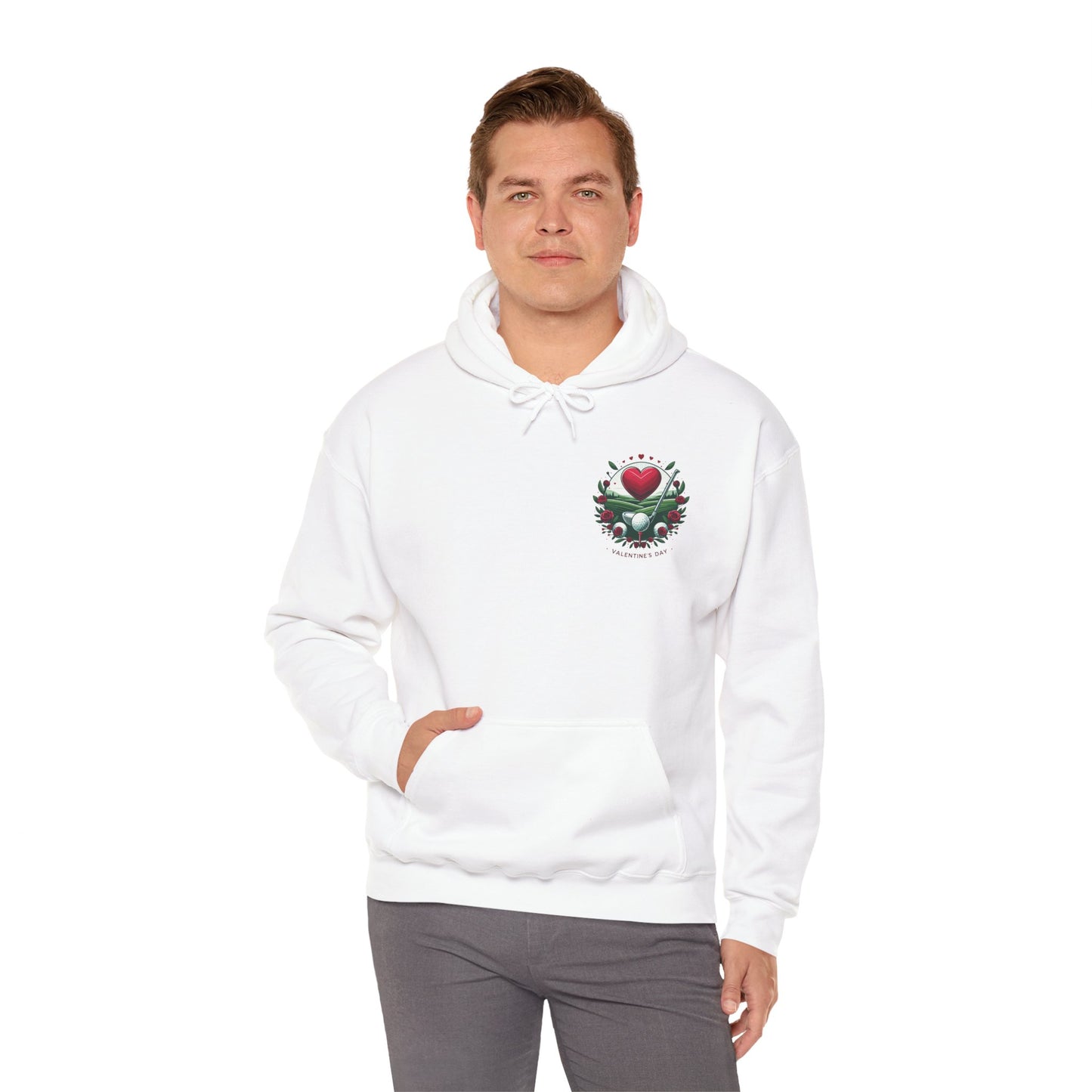 Viral Valentines Golf Heart Hoodie - Cute Roses & Golf Ball Graphic Unisex Sweatshirt - Unique Romantic Golfer Gift