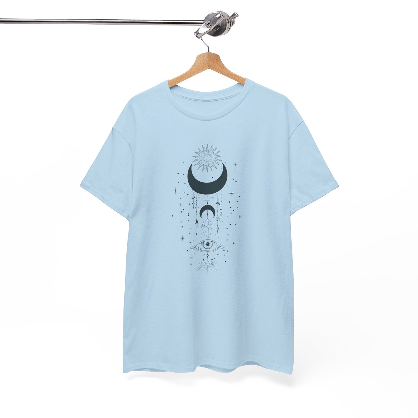 Celestial Moon & Sun Shirt | Boho Mystical Line Art Tee | Spiritual Astrology Gift | Heavy Cotton Unisex Top | Witchy Yoga T-Shirt
