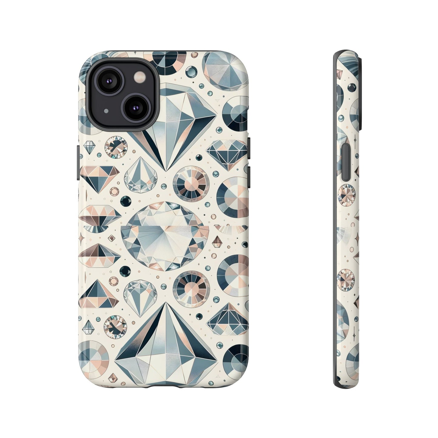Diamond Pattern iPhone Case | Dual Layer Tough Cover | Luxury Gemstone Print | Glossy or Matte Finish | Shockproof Polycarbonate & TPU Shell