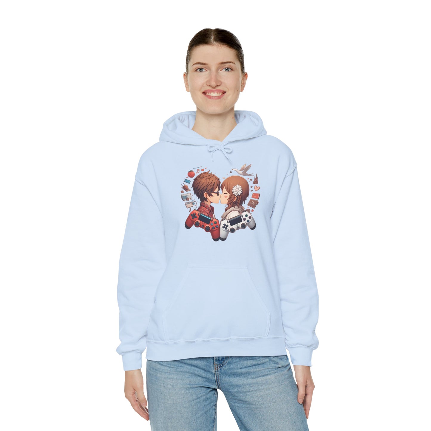 Retro Cyberpunk Gaming Couple Hoodie | Kawaii Valentine's Day Gamer Gift
